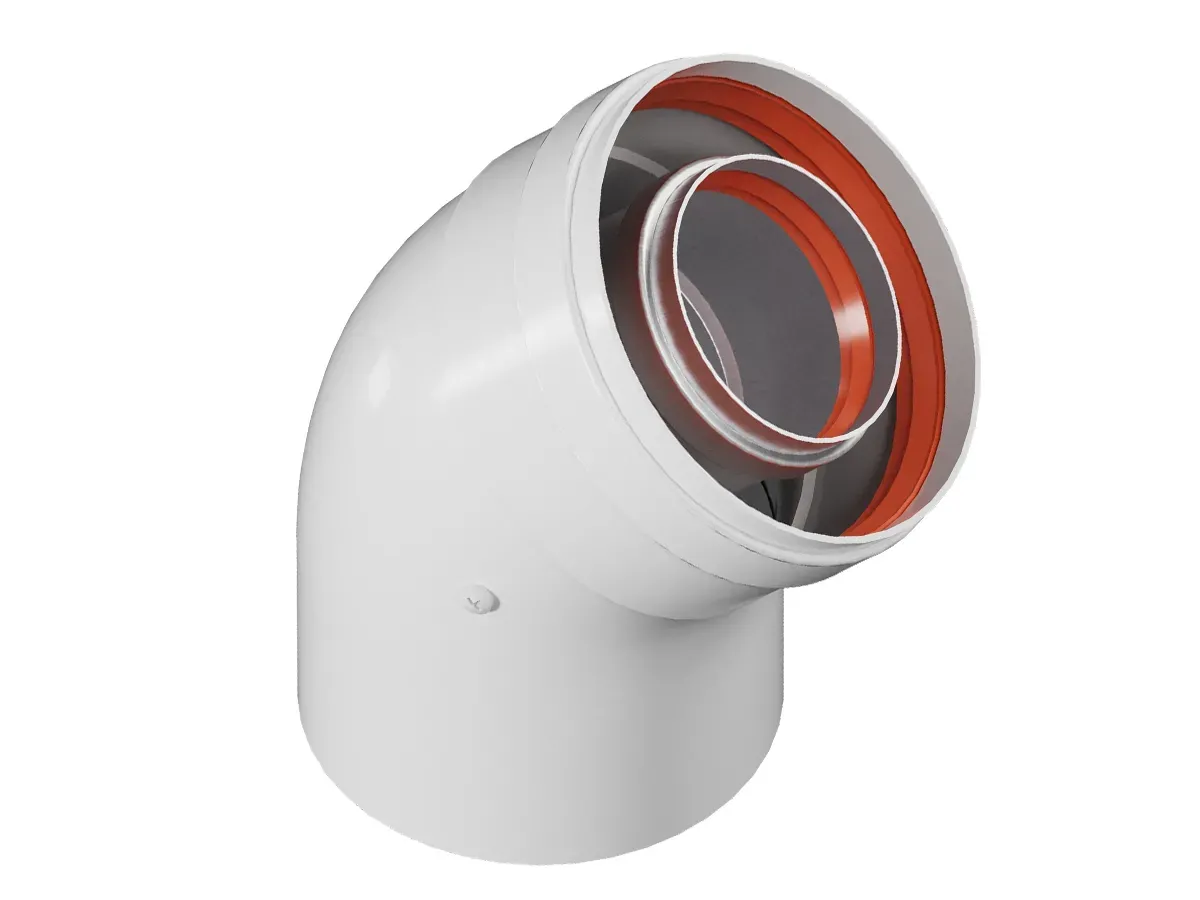 Unghi coaxial, pentru cos d 60/100 mm, 45°