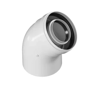 Unghi coaxial, pentru cos de condens D 80/125 mm, 45°