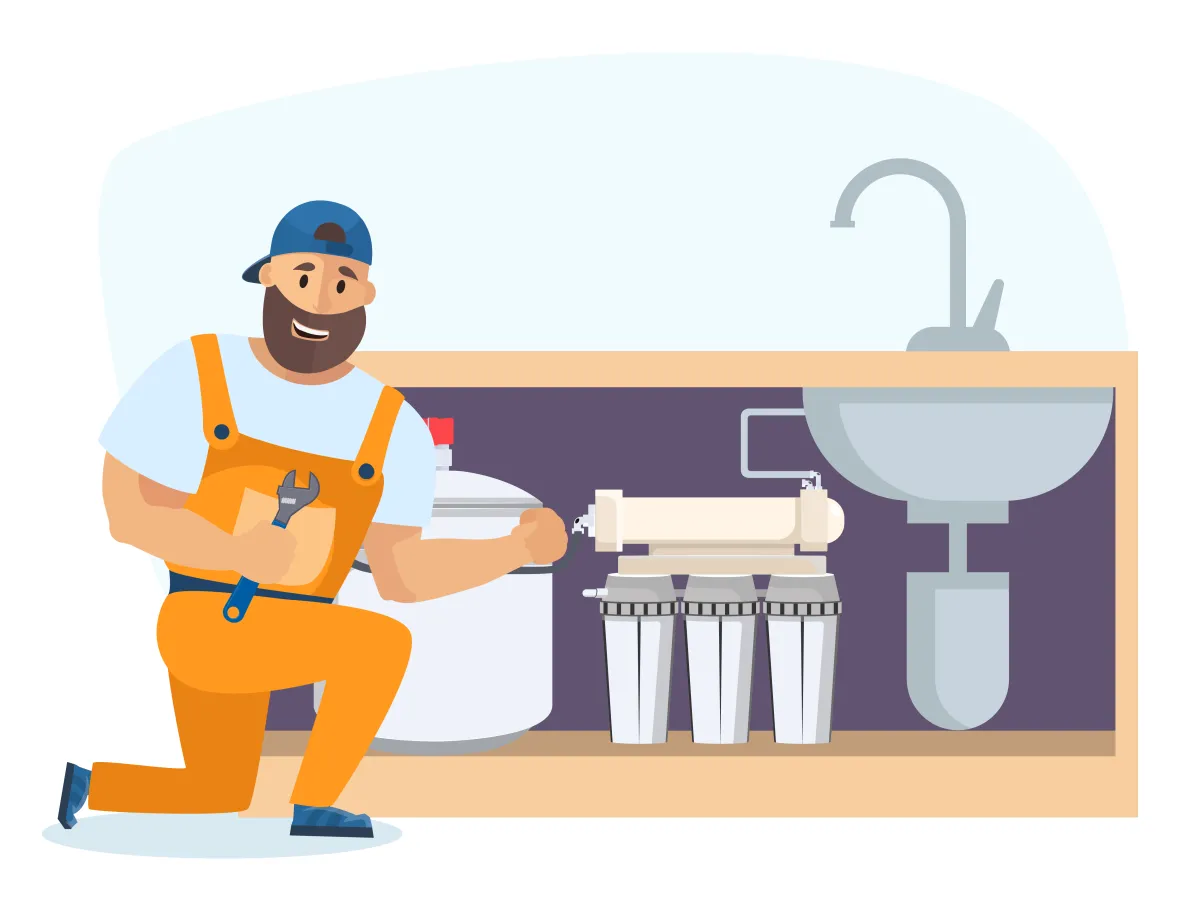 Установка системы обратного осмоса до 10 литров в час