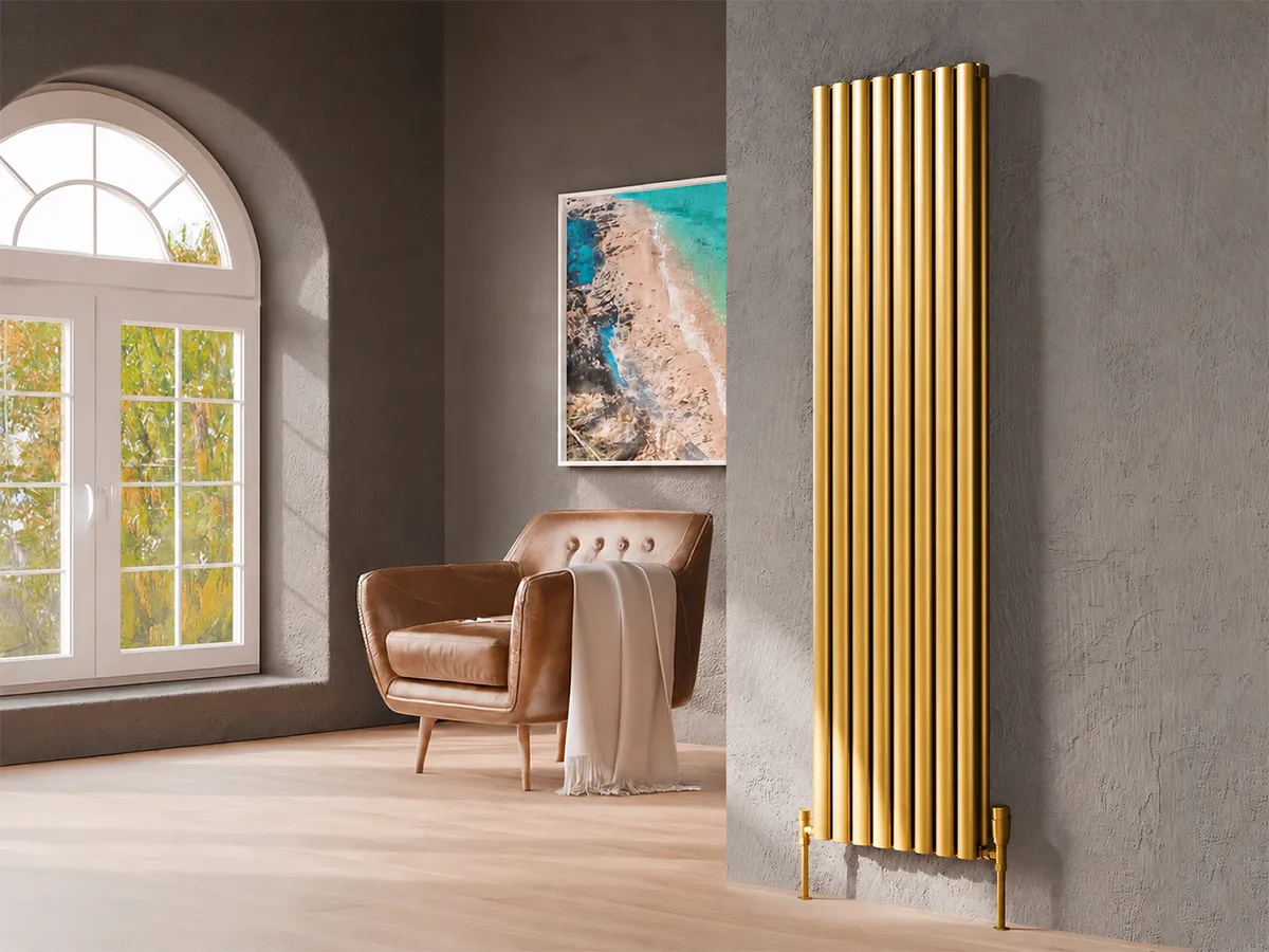 Дизайнерский радиатор LOJIMAX коллекция BELLA DOUBLE 1800x404 мм, Золотой