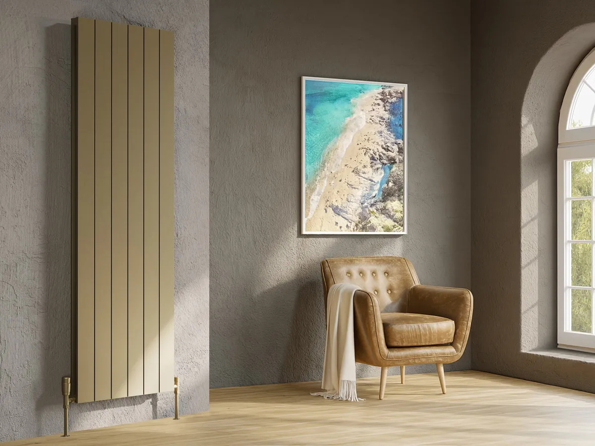 Дизайнерский радиатор LOJIMAX коллекция KALSEDON DOUBLE 1800x375 мм, GOLD SATIN