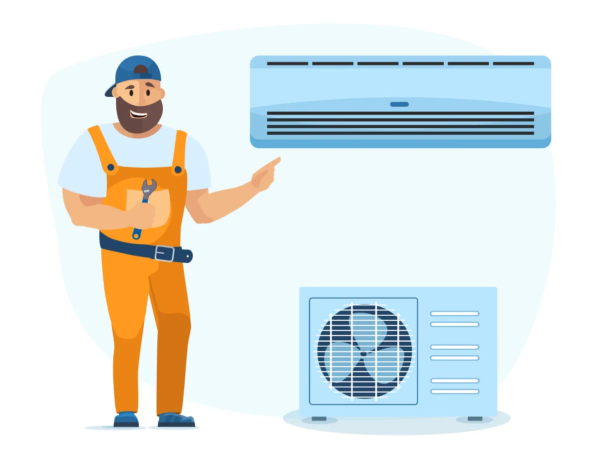 Стандартная установка кондиционера мощностью 7000 BTU (1,5 - 2,0 кВт)