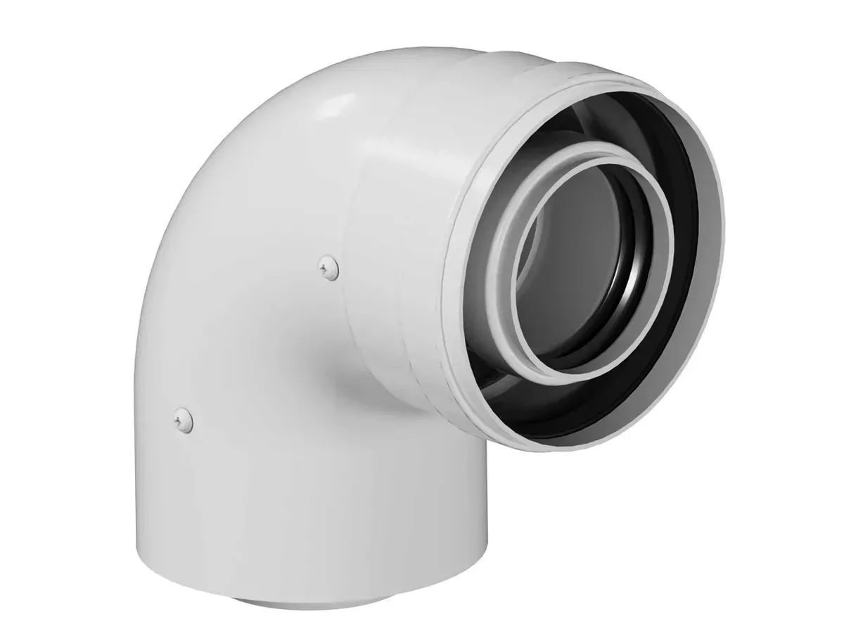 Unghi coaxial, pentru cos de condens D 80/125 mm, 90°