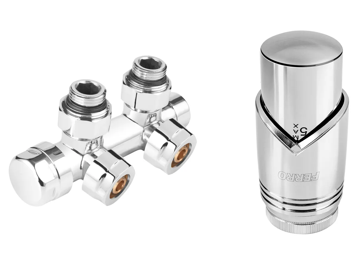 Robinet cap dublu Ferro 16*2 crome + cap termo