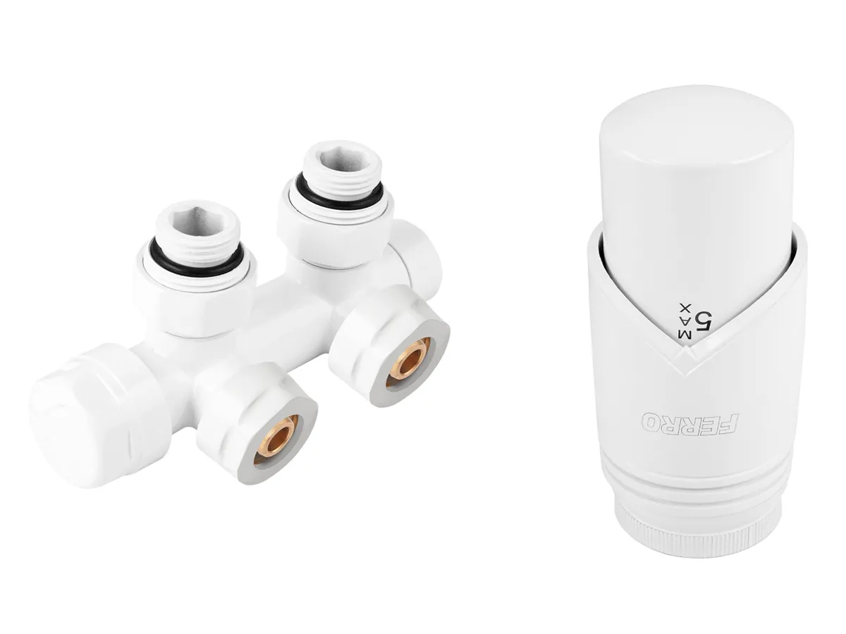 Robinet cap dublu Ferro 16*2 alb + cap termo