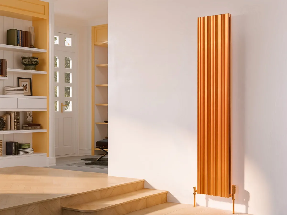 Calorifer decorativ LOJIMAX, colectia BAMBOO DOUBLE inaltimea 300 mm. latimea 239 mm. COPPER MATT ANODISING