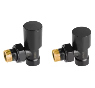 Кран радиаторный угловой Ferro набор 1/2' подача+обратка черный