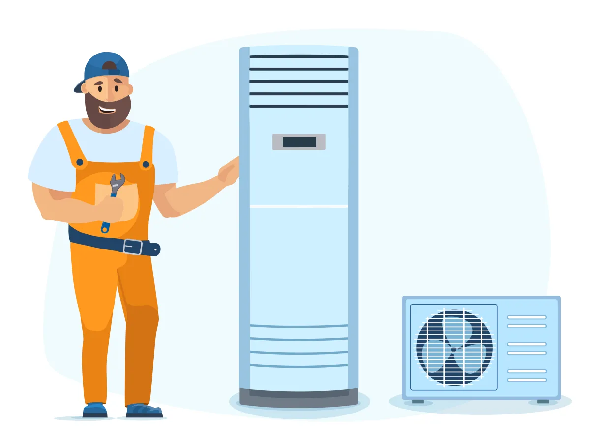 Instalarea standard a aparatului de aer conditionat de tip coloana 