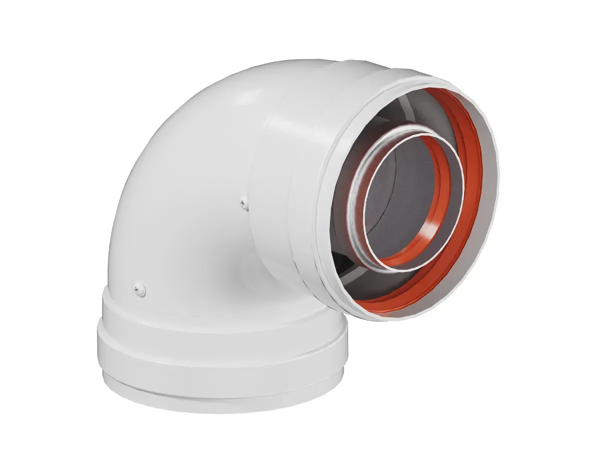 Unghi coaxial, pentru cos d 60/100 mm, 90°
