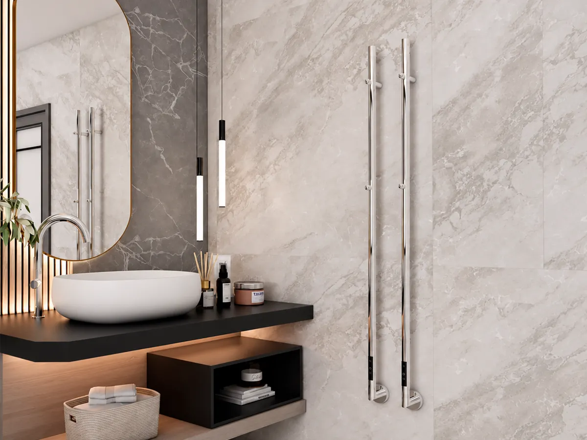 Uscător de prosoape de design CARISA, colecția DANTE, 1500x32 mm, Crom