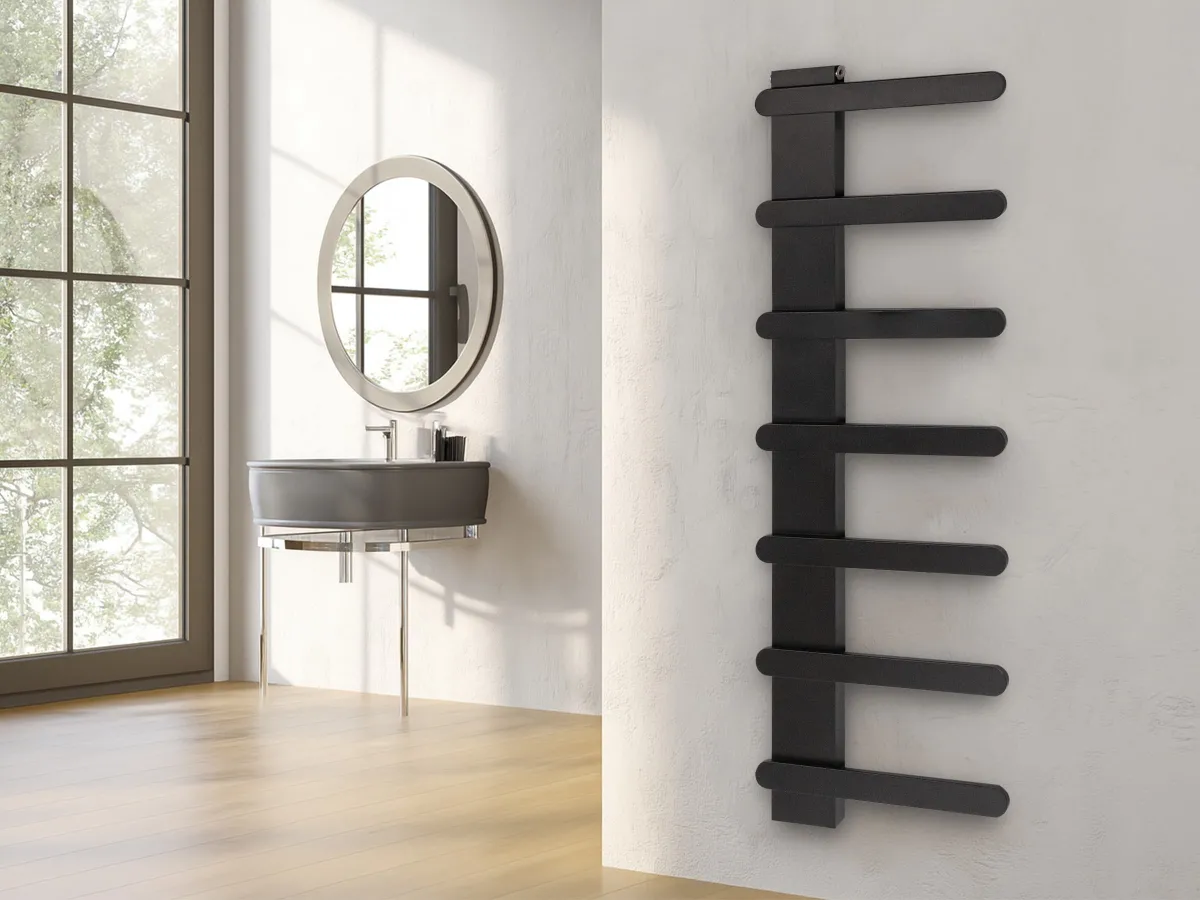 Дизайнерский полотенцесушитель LOJIMAX коллекция NUMMO STYLE 1540x450 мм, Черный