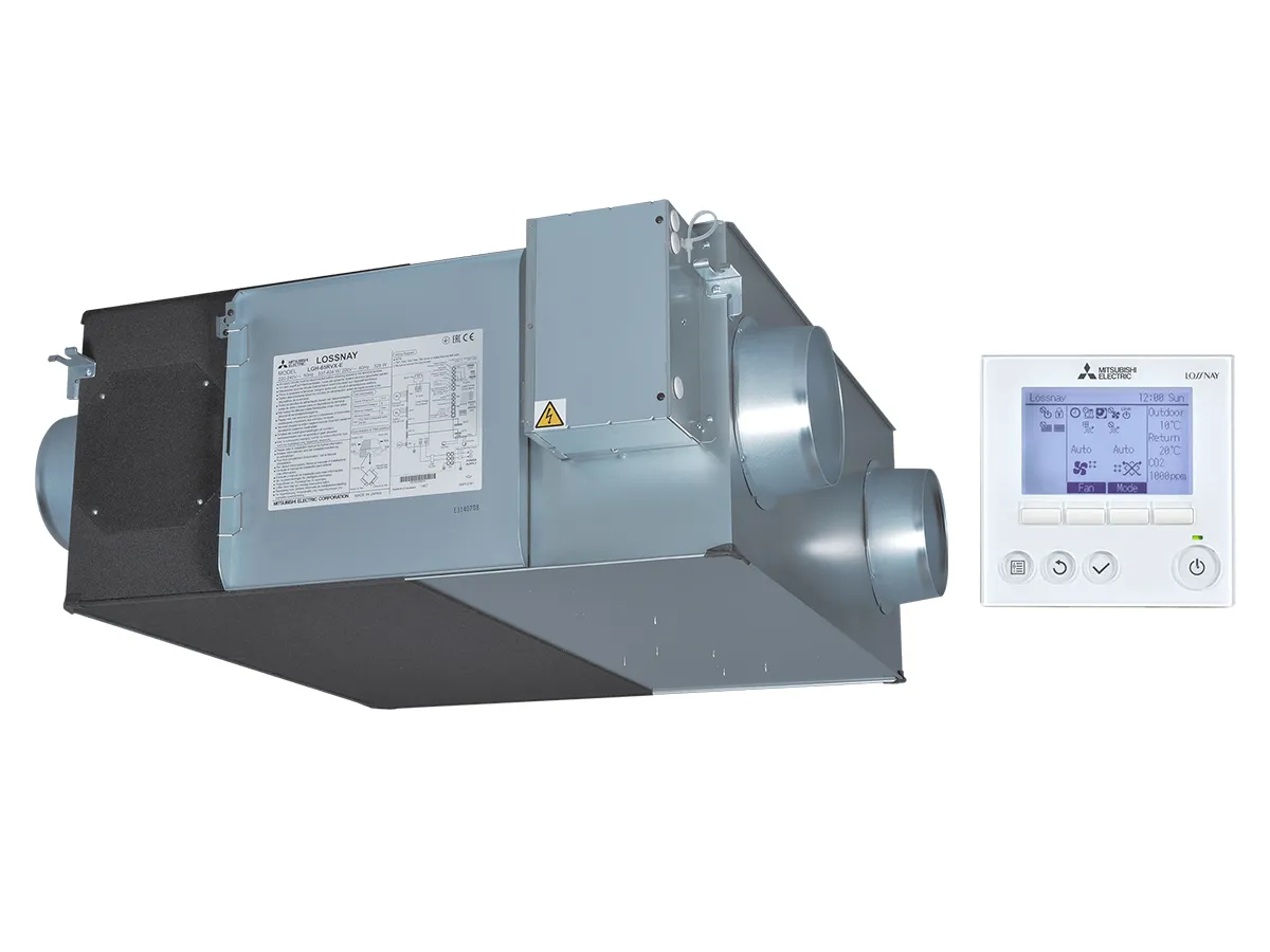 Recuperator de aer cu sistem de ventilație de tip canal Mitsubishi Electric LGH-80RVX3-E (debit de aer 800 m³/h)