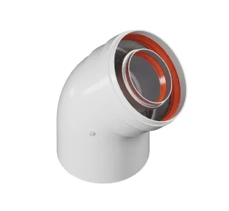 Unghi coaxial, pentru cos d 60/100 mm, 45°