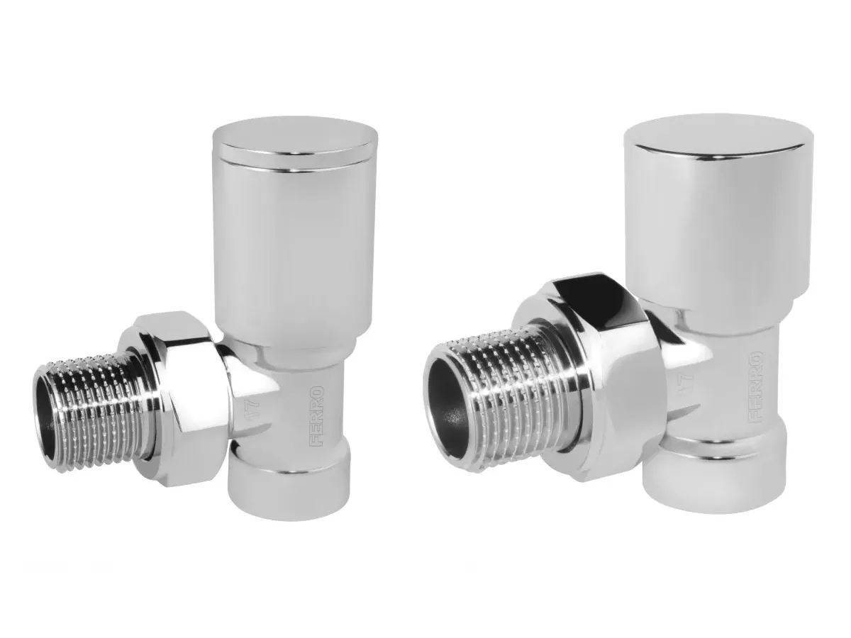 Кран радиаторный угловой Ferro набор 1/2' подача+обратка хром