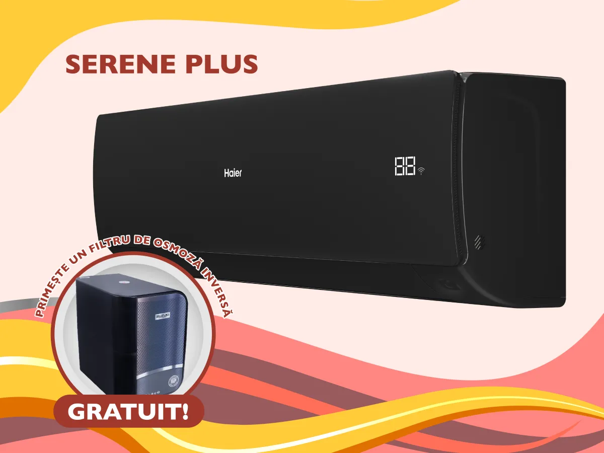 Conditioner HAIER SERENE Plus DC Inverter R32 AS35SBBHRA-MB 1U35DEBFRA-SH Negru mat (Încălzire pana la - 20°C)