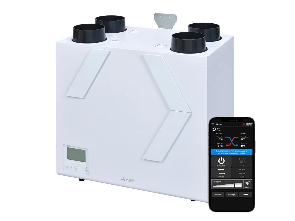 Рекуператор воздуха с системой приточно-вытяжной вентиляцией Mitsubishi Electric VL-350CZPVU2-R-EG (расход воздуха 350 м3/ч)