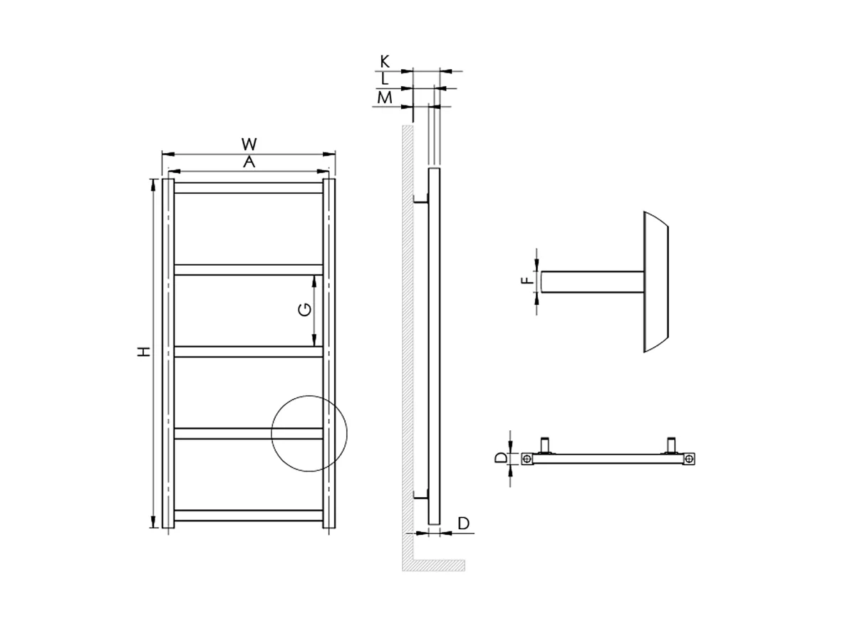 Uscător de prosoape de design LOJIMAX colecția FABIO 1000x500 mm, Alb