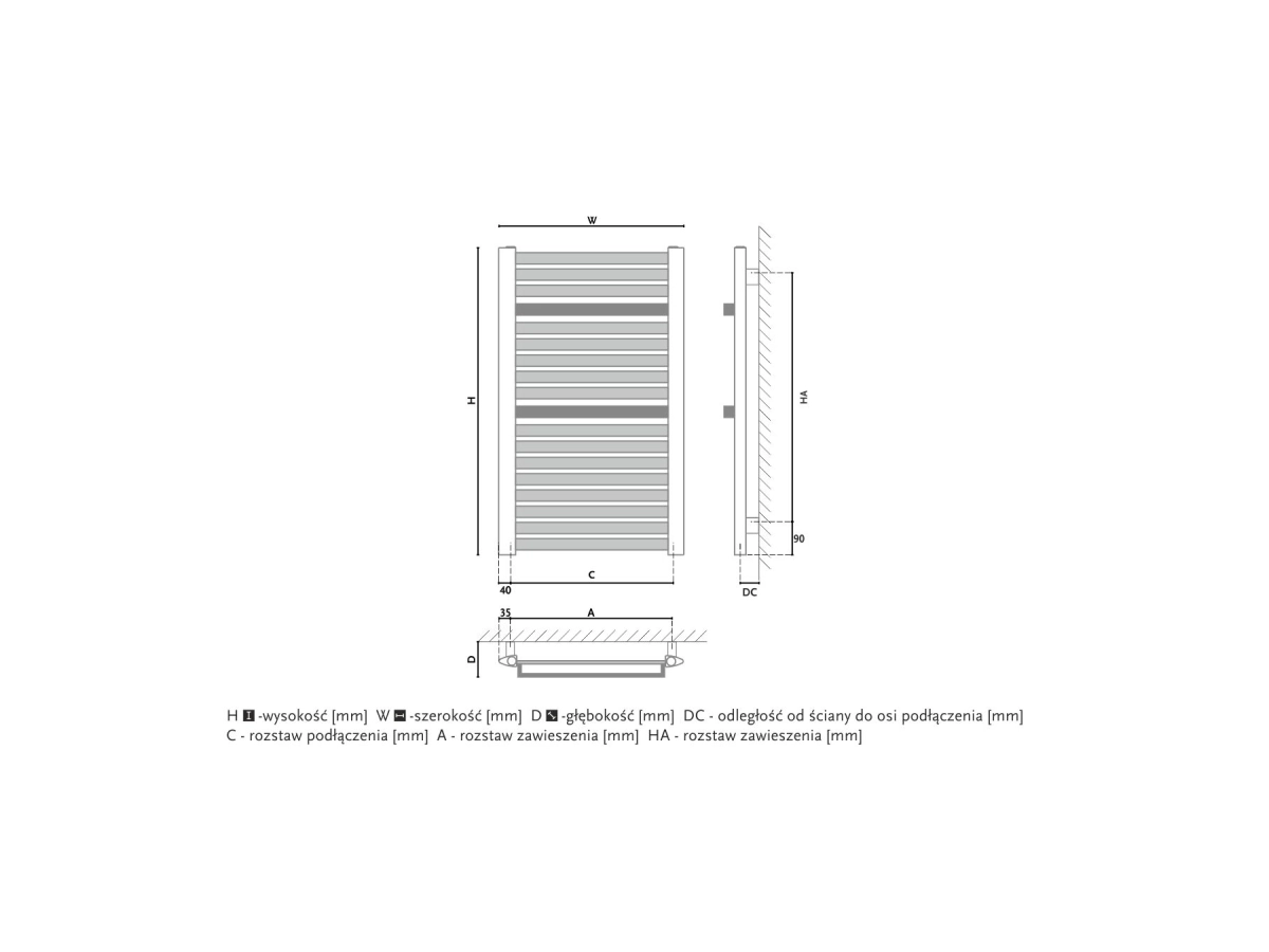 Дизайнерский полотенцесушитель GORGIEL ZENITH DR/P AZ-DR/P 70/60