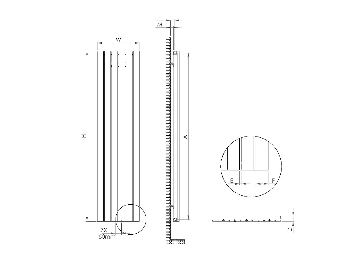 Calorifer decorativ LOJIMAX colecția ROYAL 1400x440 mm, Negru