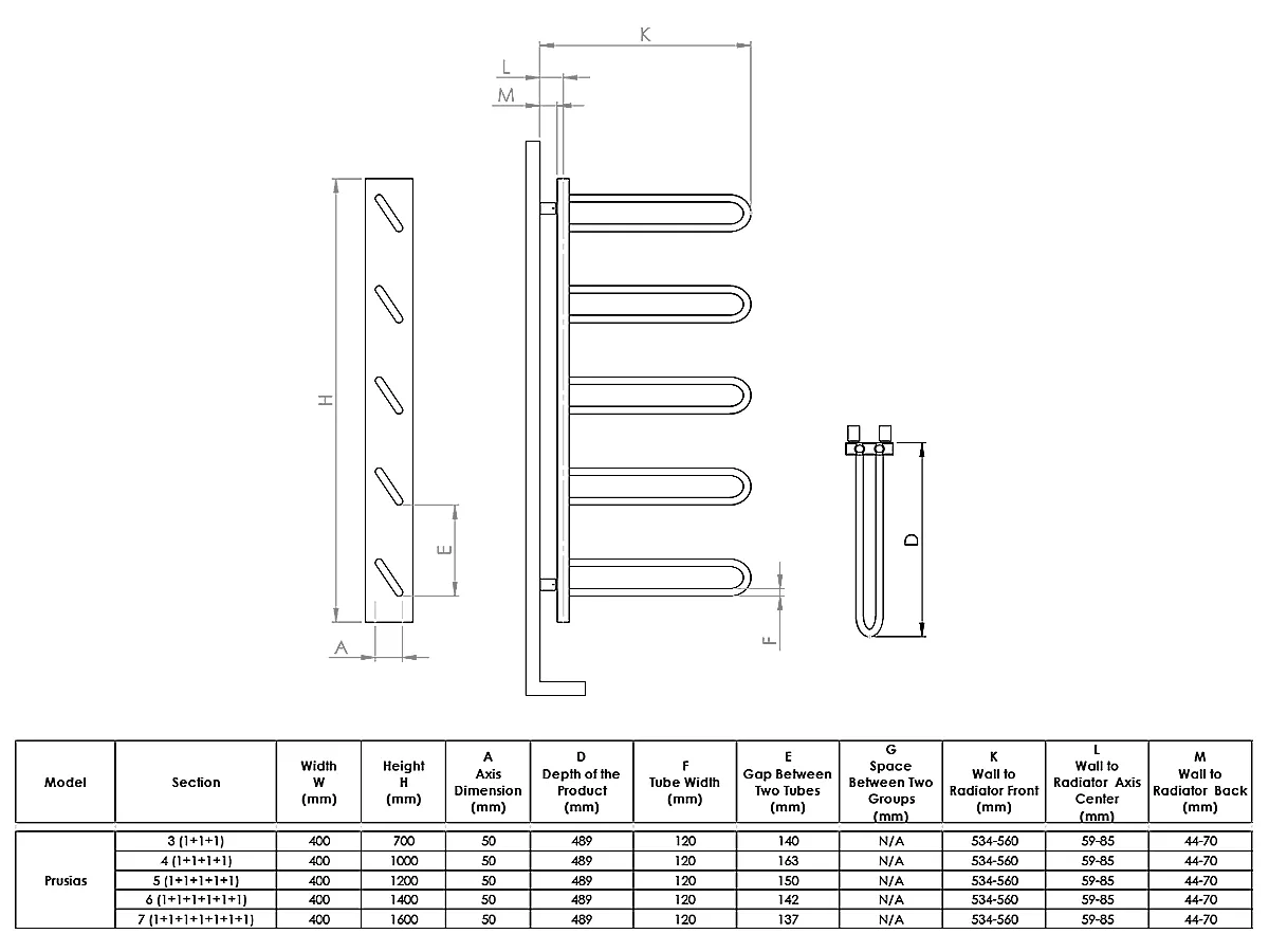 Дизайнерский полотенцесушитель LOJIMAX коллекция PRUSIAS 1000x400 мм, MY-512
