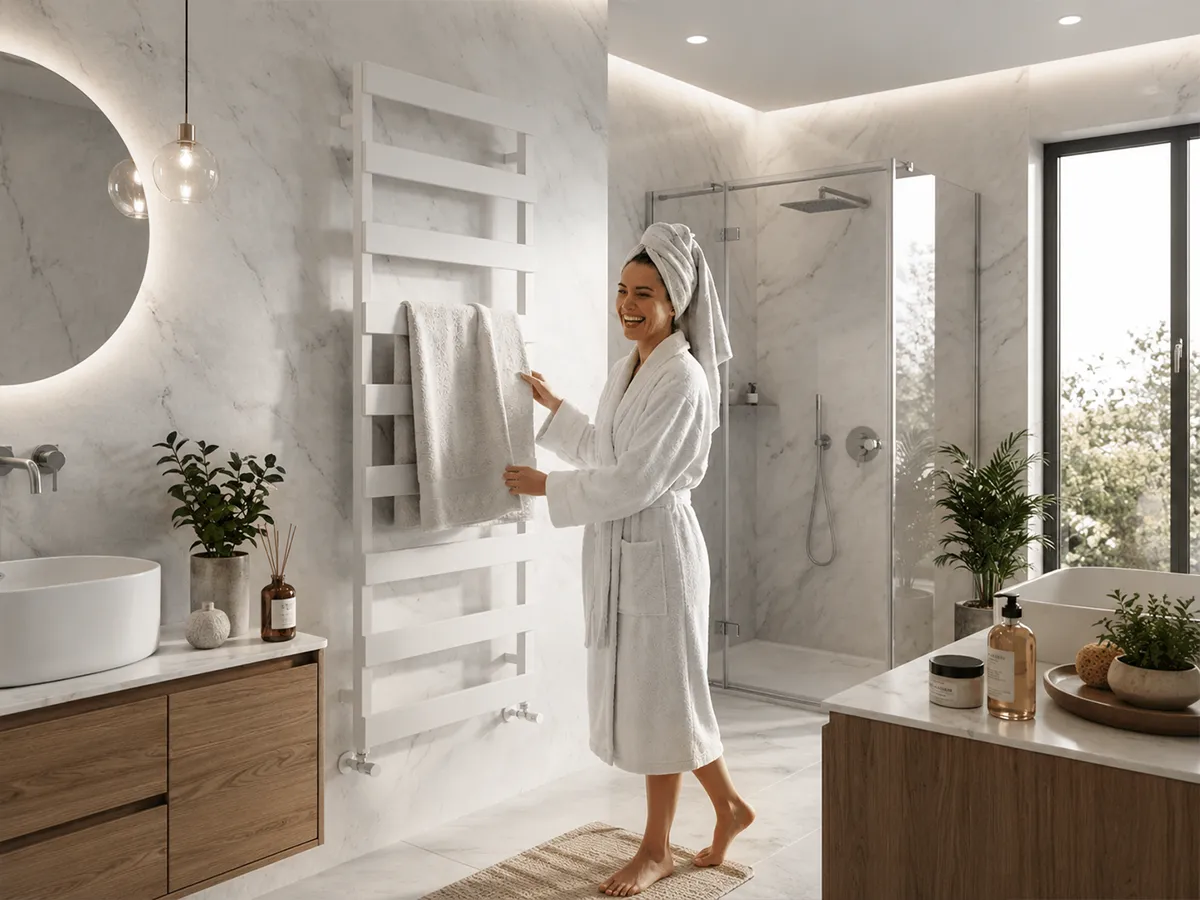 Дизайнерский полотенцесушитель CARISA коллекция NINOVA BATH 810x500 мм, Белый