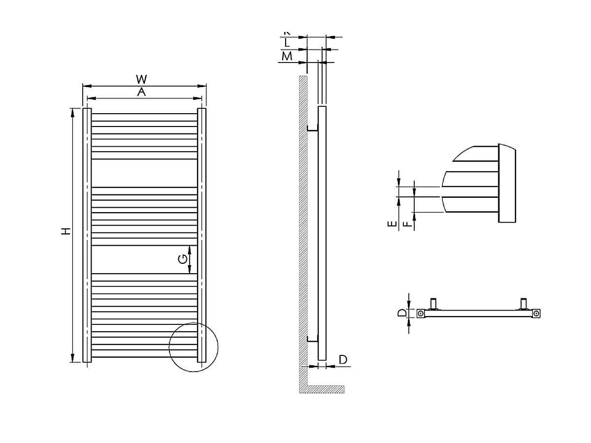 Uscător de prosoape de design LOJIMAX colecția CALVIN 1000x600 mm, Alb